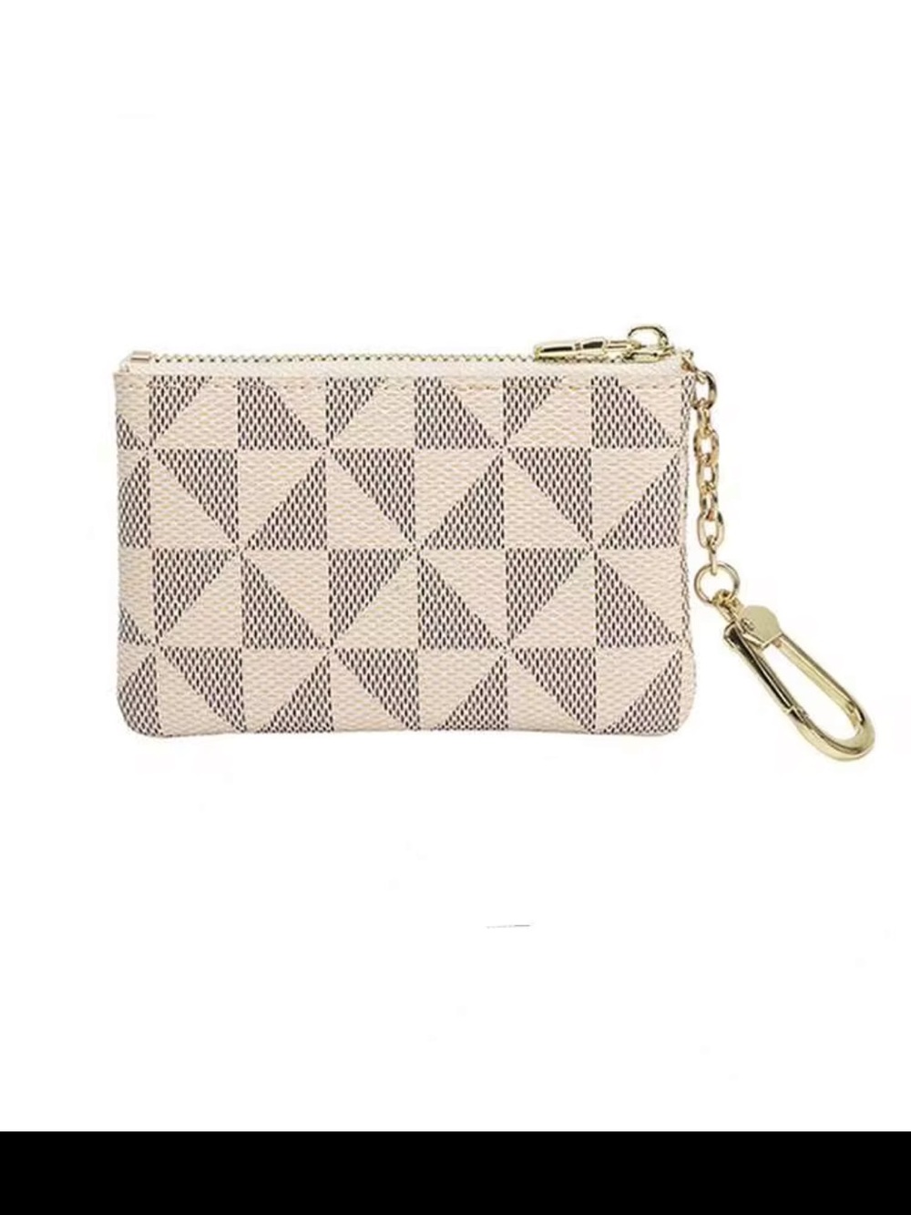 NWOT Geometric Print Pouch with Gold Key Clip